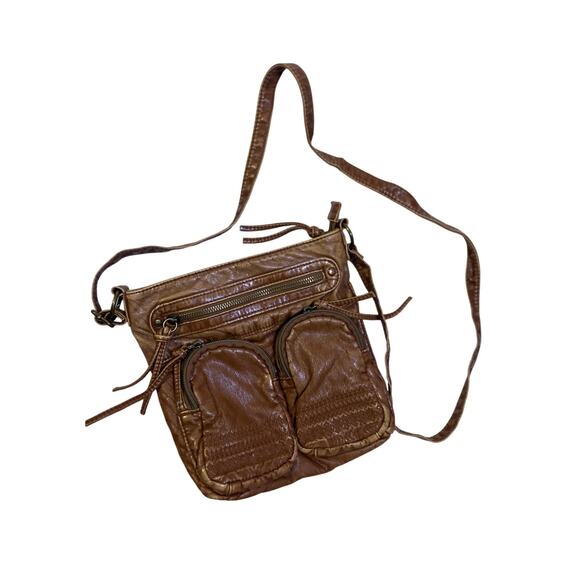 Set of 2 Faux Brown Leather Shoulder & Crossbody Bags Purses Boho Western - Picture 4 of 6